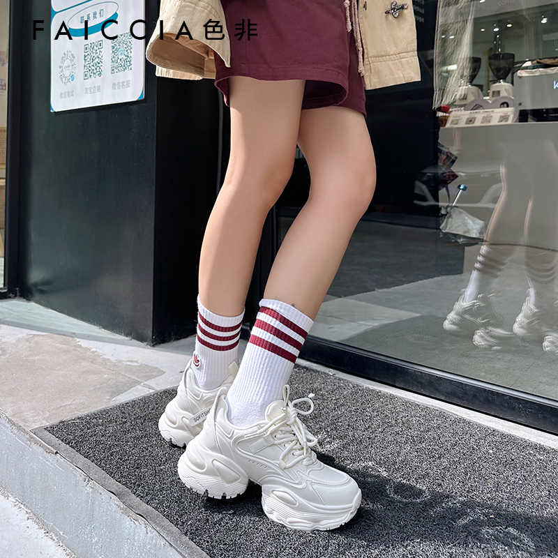 【美拉德】色非厚底增高运动休闲鞋女2025春百搭小个子老爹鞋D624 - 图1