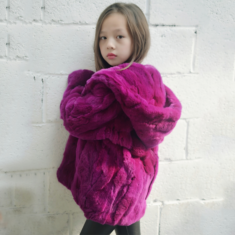 儿童皮草外套獭兔毛加棉加厚男女童宝宝外套上衣中大童毛毛外套冬