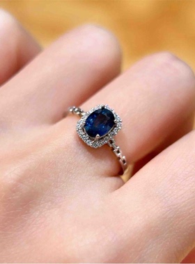 【大娇来了】老烧 1ct 皇家蓝 S925银蓝宝石戒指（F0634）20666
