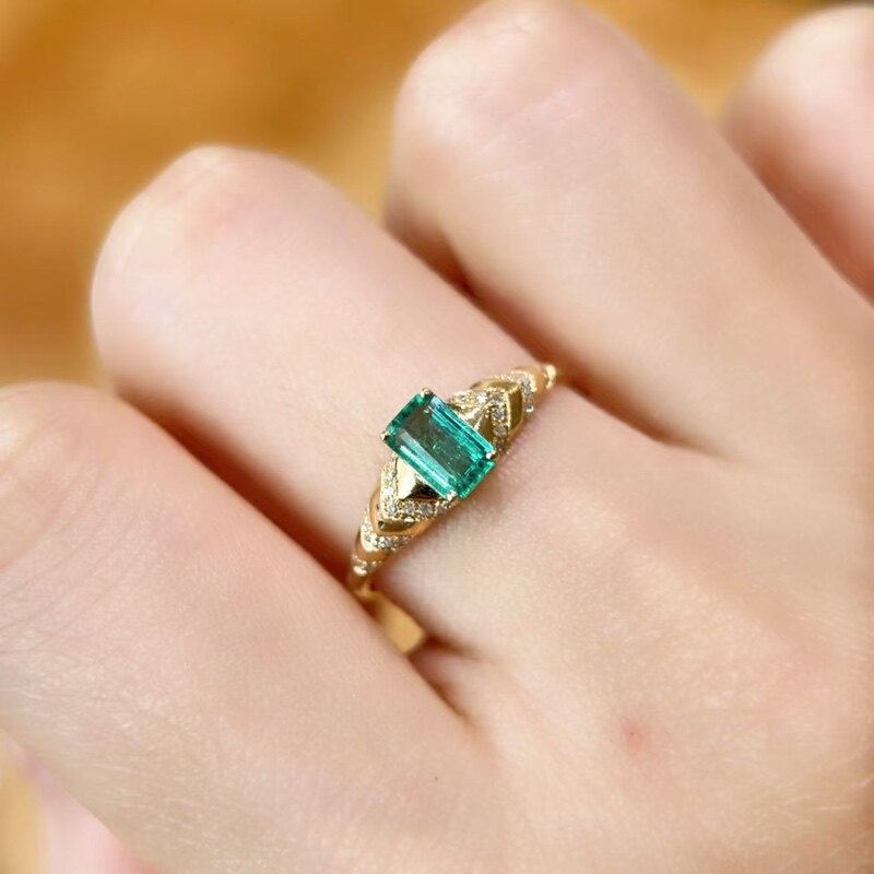 18K gold diamond 0.55ct emerald ring (F0193) 20666
