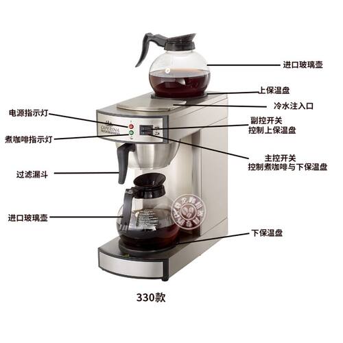 台湾caferina rh330商用美式咖啡机不锈钢滴漏式红茶咖机煮茶机 - 图1