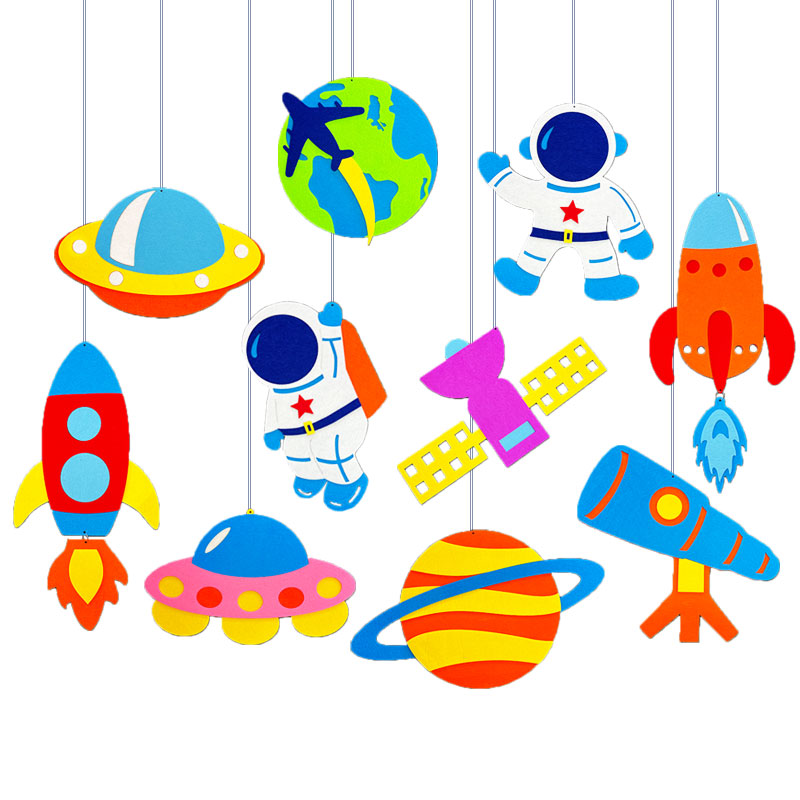 开学幼儿园环创不织布太空装饰吊饰走廊教室布置宇宙航天火箭科技-图3
