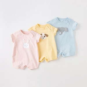 戴维贝拉婴儿衣服2024新生儿连体衣女宝宝夏装哈衣男宝短袖套装