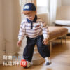 David Bella Plaid Shirt Girls' Wide Leg Pants Boys' Denim Carrot Pants Children's Clothing