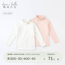 Davibella girls undershirt childs autumn jersey woman baby white high collar T-shirt female big child hit undercoat