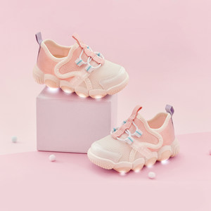 戴维贝拉童鞋女童运动鞋凉鞋发光鞋春儿童鞋子男童闪灯鞋透气D款