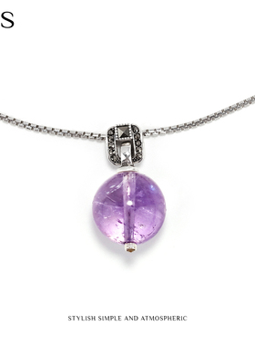 MGS/曼古银925银项链紫水晶白水晶吊坠女款复古时尚2025新款颈链