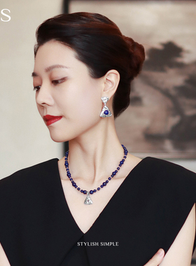 MGS/曼古银三生万物项链 时尚轻奢高级感青金石吊坠女士锁骨链