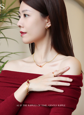 MGS/曼古银红瑞2025设计感S925银手镯子女新中式国风新潮生日礼物