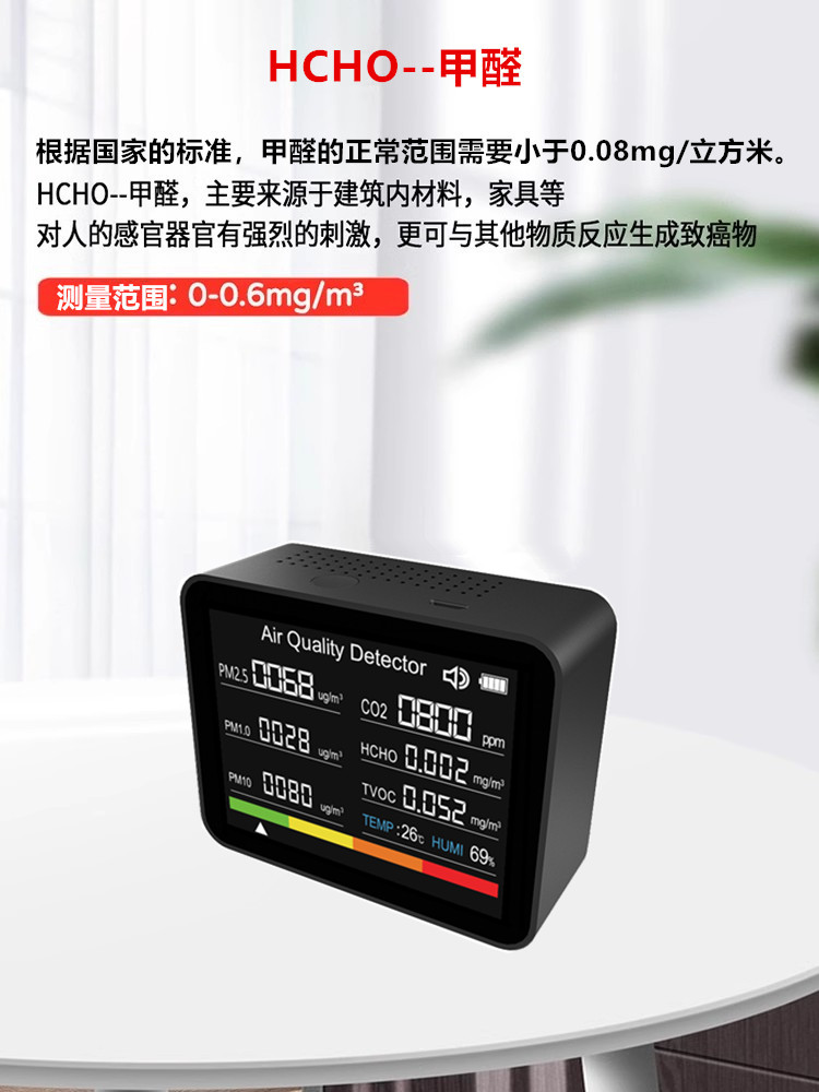 8合1二氧化碳CO2检测仪家用PM2.5空气质量粉尘空气污染物检-图0