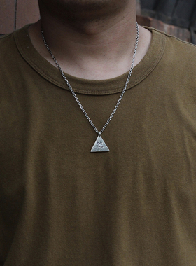 PinkFloyd手工三角银饼吊坠项链