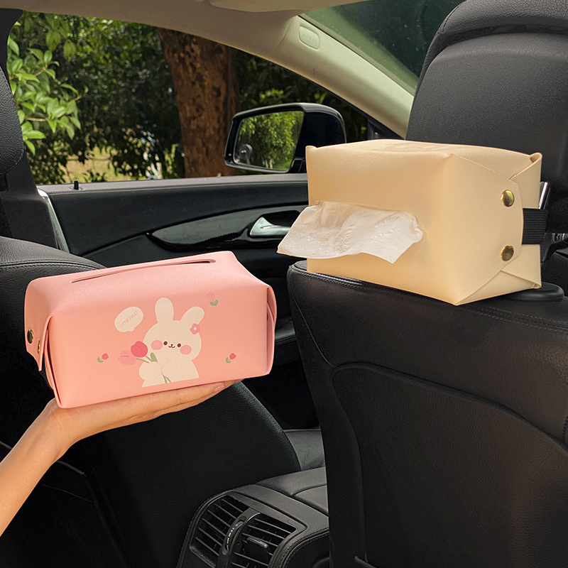 车载纸巾盒车用抽纸盒汽车挂式高级感纸巾挂袋可爱女士车内纸抽盒-图1