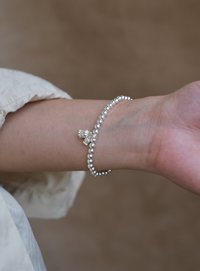 「铃兰花」自制999纯银花朵银珠手链简约甜美森系闺蜜礼物