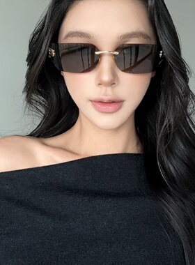 弗瑞姆眼镜曲面无框女款防晒ins辣妹时尚防紫外线墨镜高级感141