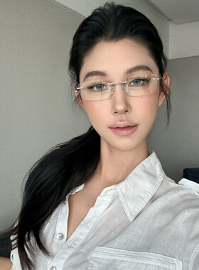 网红无框眼镜近视女款可配有度数纯欲金丝小框无边框超轻眼睛架男