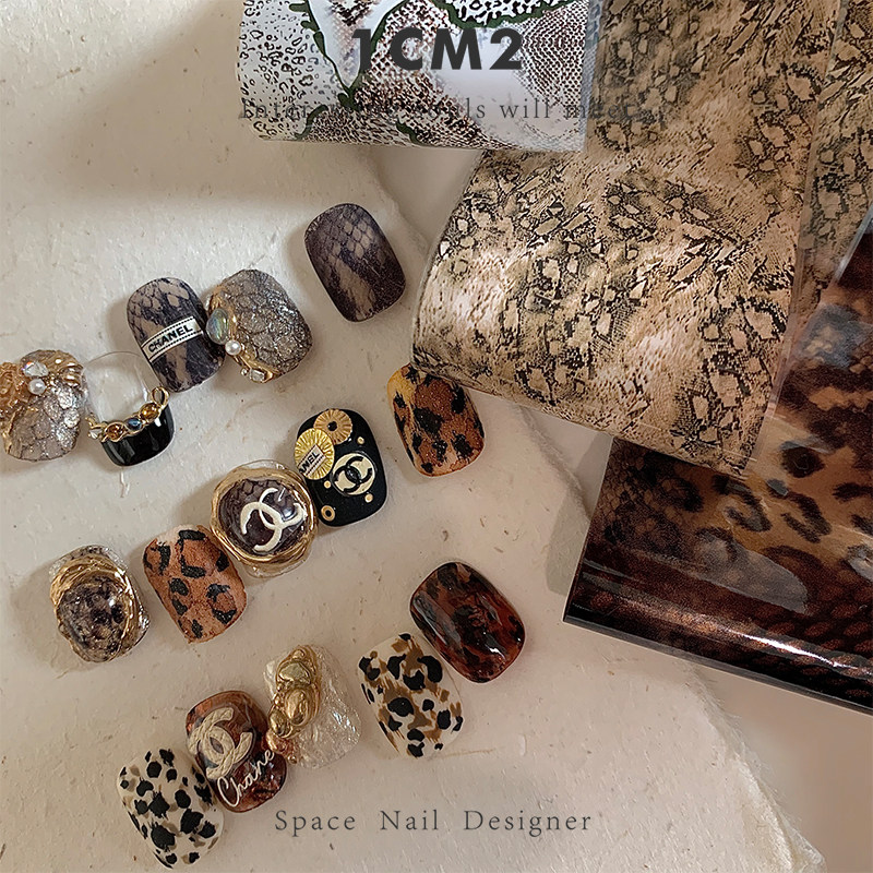 1CM2原创美甲 复古老钱小香风格豹纹 指甲秋冬饰品贴纸转印纸饰品,淘宝优惠券,粉丝福利购,淘宝优惠卷
