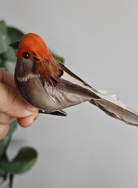 高仿真小鸟喜鹊小麻雀 夹子款泡沫羽毛小鸟 田园庭院美式乡村装饰
