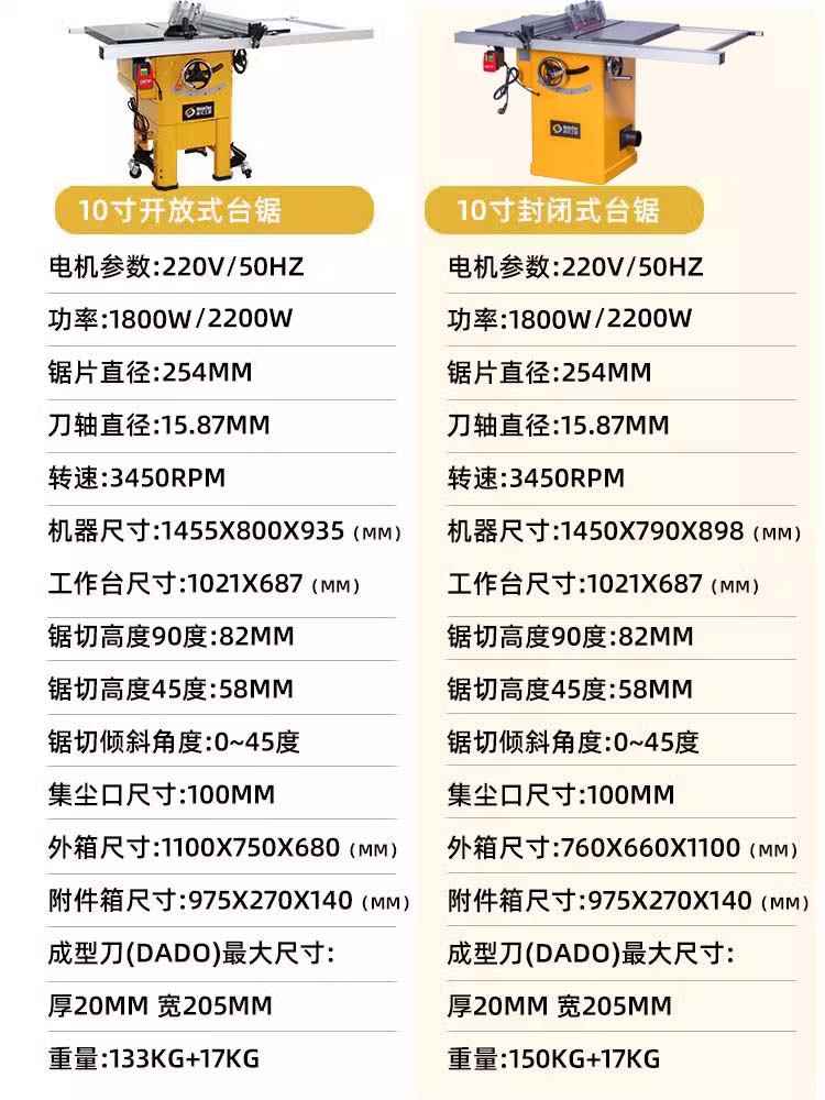 台锯台锯锯床家用木工便携10寸推台锯切割机电锯精密-图1