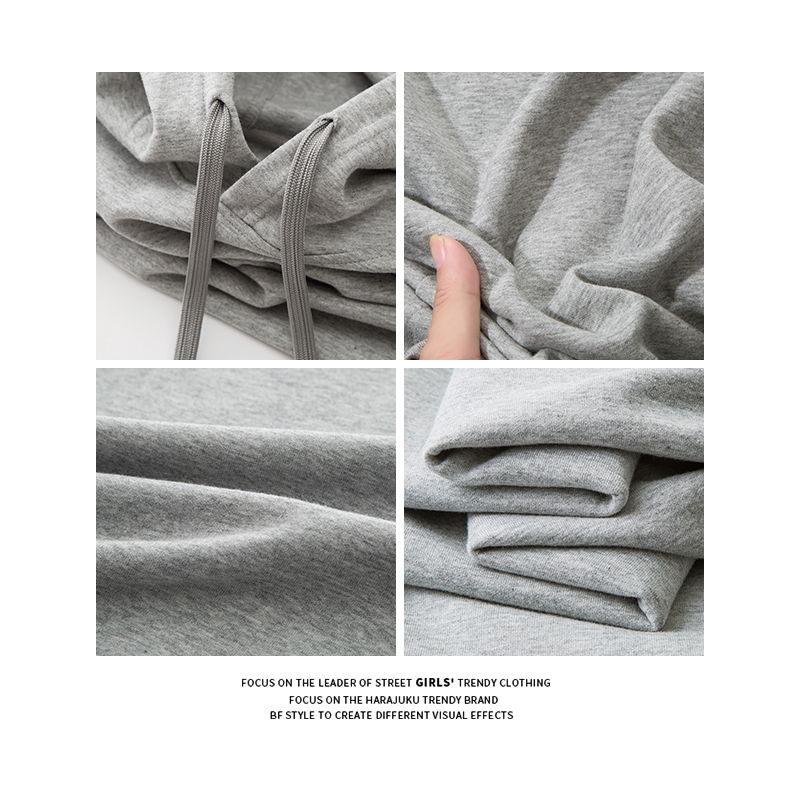 港风复古灰色数字连帽秋冬宽松卫衣 jktee卫衣/绒衫