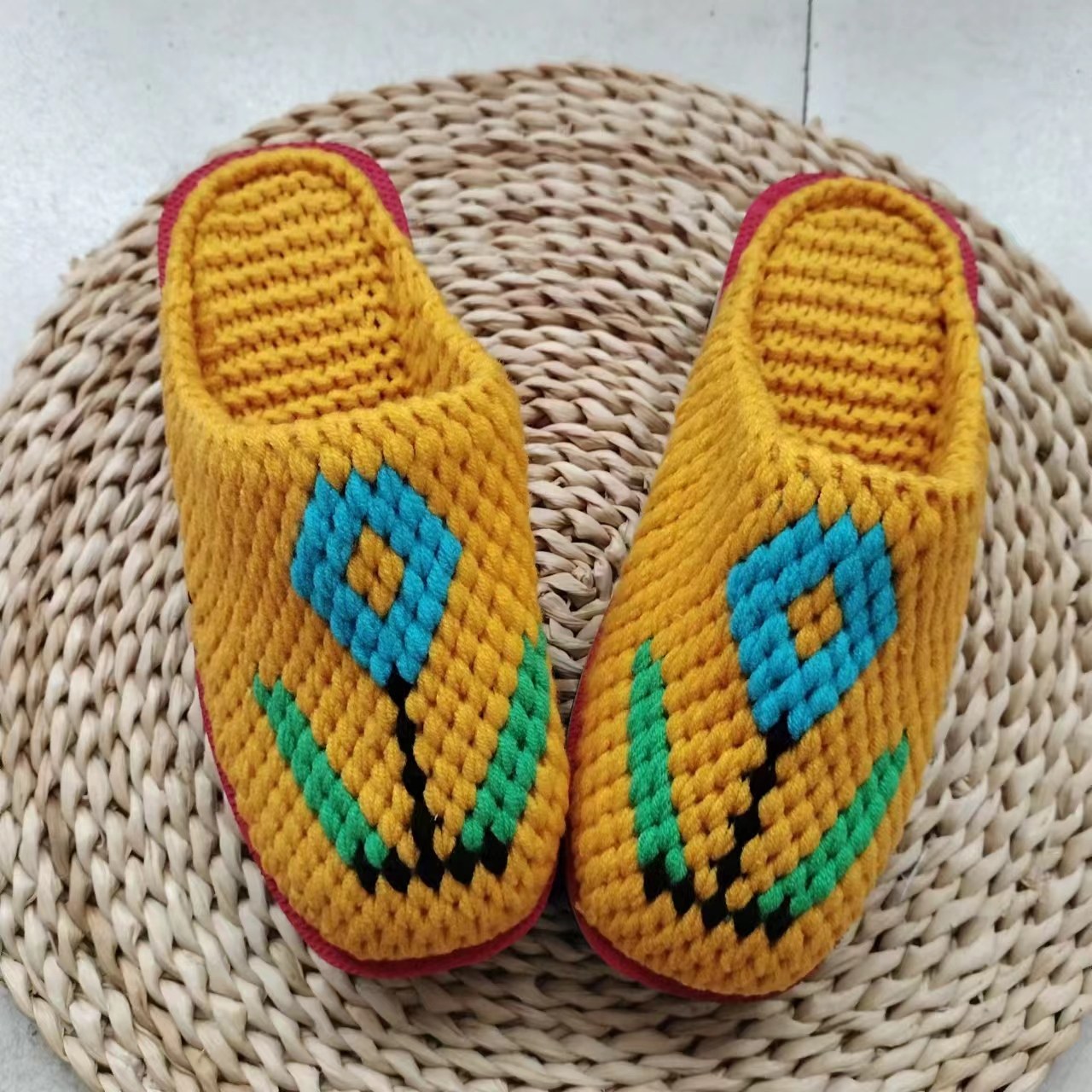 纯手工编织拖鞋冬季室内防滑保暖舒适时尚居家纯手工钩织毛线拖鞋,淘宝优惠券,粉丝福利购,淘宝优惠卷