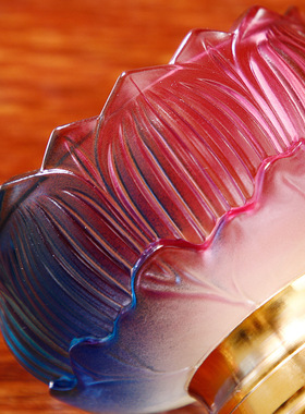 七彩佛堂酥油灯座自在云琉璃烛台