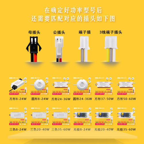 led电源恒流驱动餐吊灯水晶吸顶灯变压器单色镇流器整流器24W36W - 图2