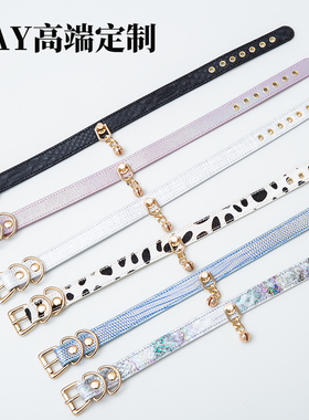 BAY皮质金属项圈男女铃铛脖环