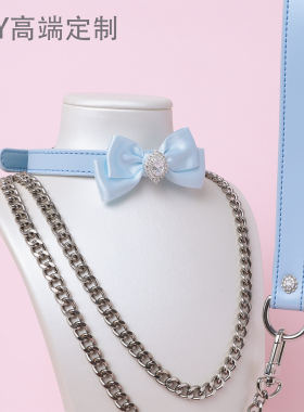 【BAY高端定制】钻石蝴蝶结牛皮项圈骨头puppy女颈带K9定制choker