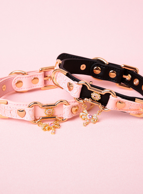 【BAY高端定制】蛇纹牛皮项圈骨头puppy女颈带K9脖圈定制choker