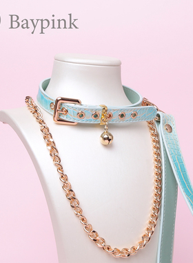 【 Bay高端定制】choker手工项圈女颈带铃铛鳄鱼纹头层牛皮