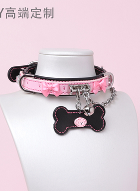 【BAY高端定制】蝴蝶结线条小狗项圈骨头puppy女颈带K9定制choker
