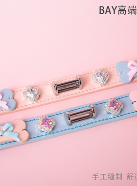 【BAY高端定制】骨头牛皮项圈钻石puppy女颈带K9脖圈定制choker