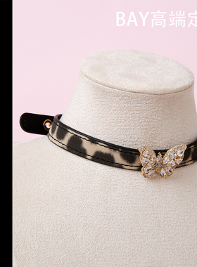 【BAY高端定制】豹纹钻石蝴蝶choker项圈女小众设计项圈y2k辣妹