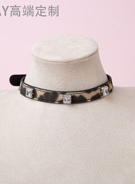 【BAY高端定制】豹纹钻石choker项圈女小众设计项圈y2k辣妹