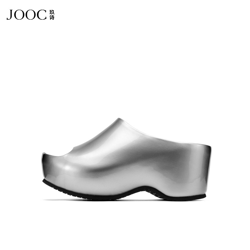 【未来主义】JOOC玖诗银色厚底拖鞋女2026夏季新款露趾增高一字拖,淘宝优惠券,粉丝福利购,淘宝优惠卷