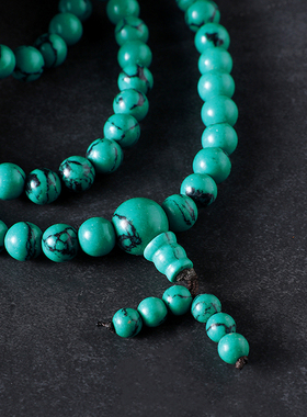 绿松石108颗珠子手串民族风手链