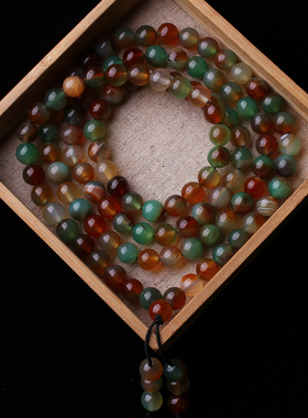 孔雀玛瑙108颗多圈手链手串