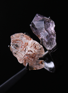 016一物一图个性独特天然紫水晶奇石戒指男女指环随形原石矿标本