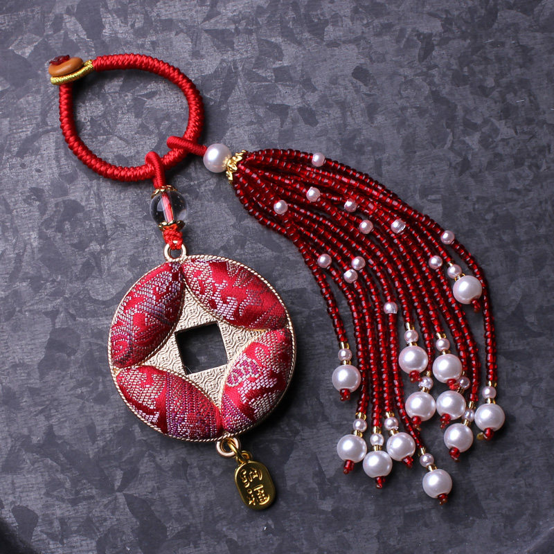 本命年非遗宋锦双面古铜钱包包挂件国风红色流苏穗子汉服钥匙挂饰,淘宝优惠券,粉丝福利购,淘宝优惠卷