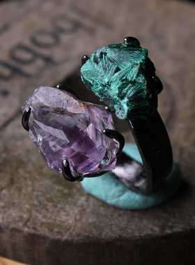 013一物一图个性独特天然水晶奇石戒指男女款指环随形原石矿标本