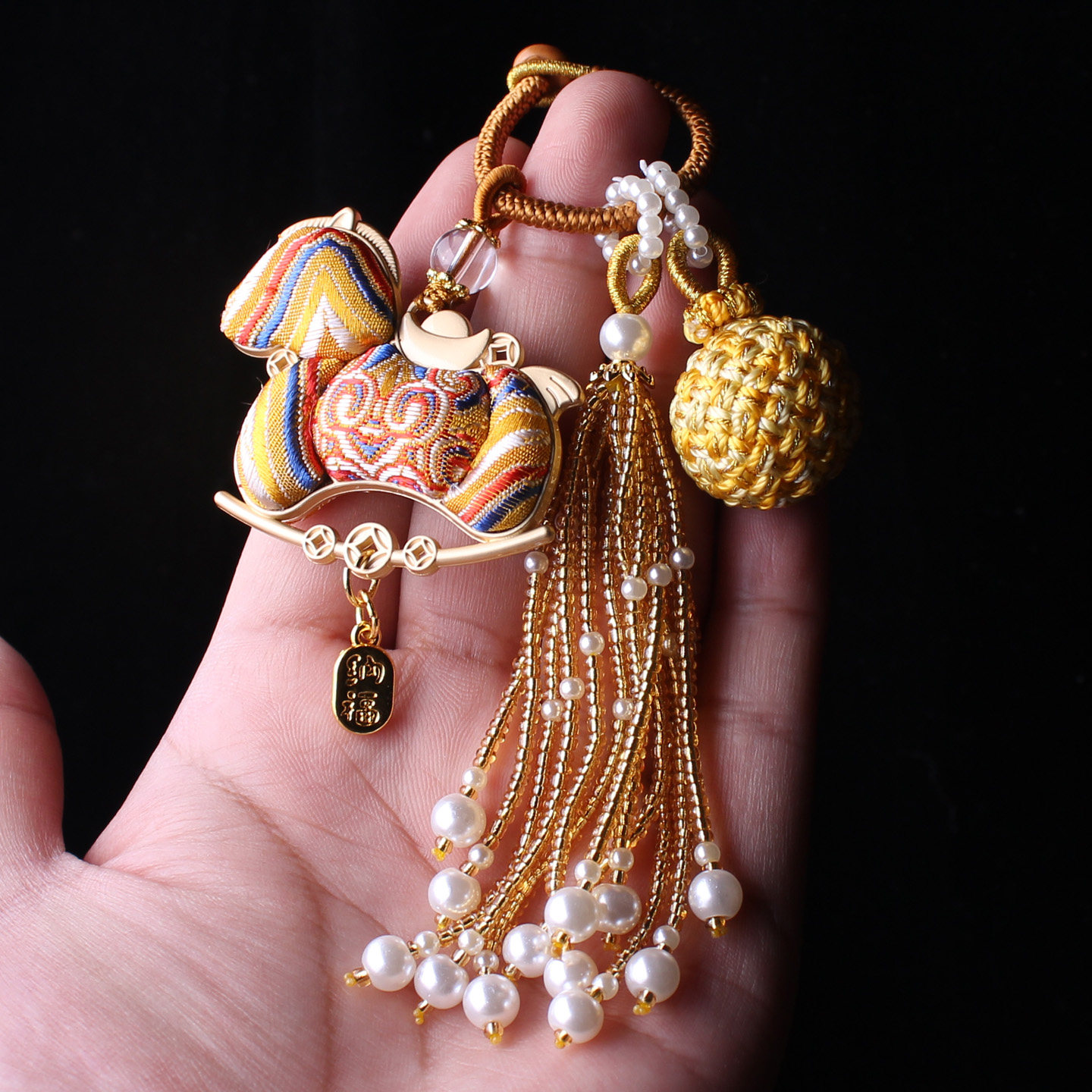 非遗宋锦双面小马包包压襟挂件流苏编有球必应汉服挂饰车挂钥匙坠,淘宝优惠券,粉丝福利购,淘宝优惠卷