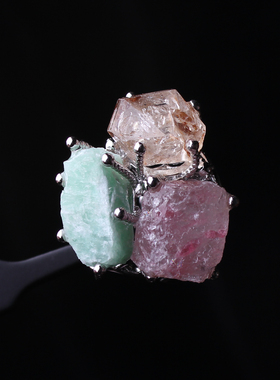 VIVIYEMAO BH008 一物一图 法式 天然水晶奇石戒指 指环 手饰原石