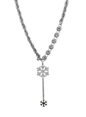 时尚锆石雪花设计项链钛钢不掉色新款秋冬ins潮百搭爆闪项链