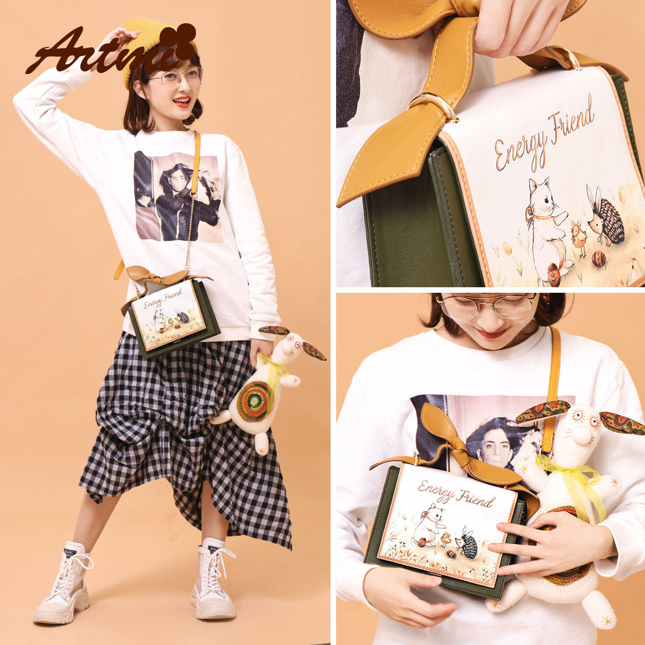 artmi时尚小方包女ins潮斜挎包包 artmi女士包袋