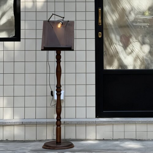 中古老实木头琴谱桌面高级感落地杂志菜单复古咖啡店招牌展示架子 - 图0
