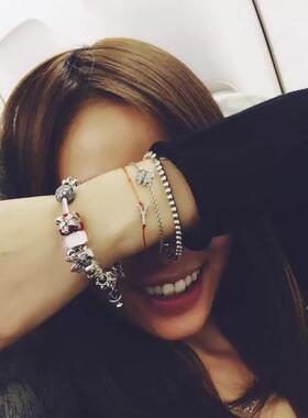 纯银韩版生日礼物四叶草手链