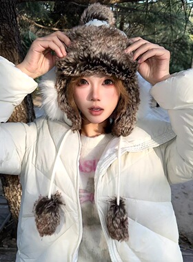 日光欲Y2K毛绒加厚韩国针织护耳毛茸可爱少女毛球甜酷百搭雷锋帽