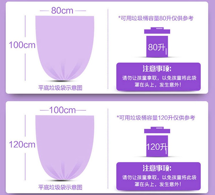 妙洁商务垃圾袋80X100厘米大号100X120黑色厚清洁塑料袋10只*6卷-图3