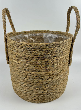 草绳编织篮子花篮室内植物绿植落地花盆摆件家居手提装饰篮带