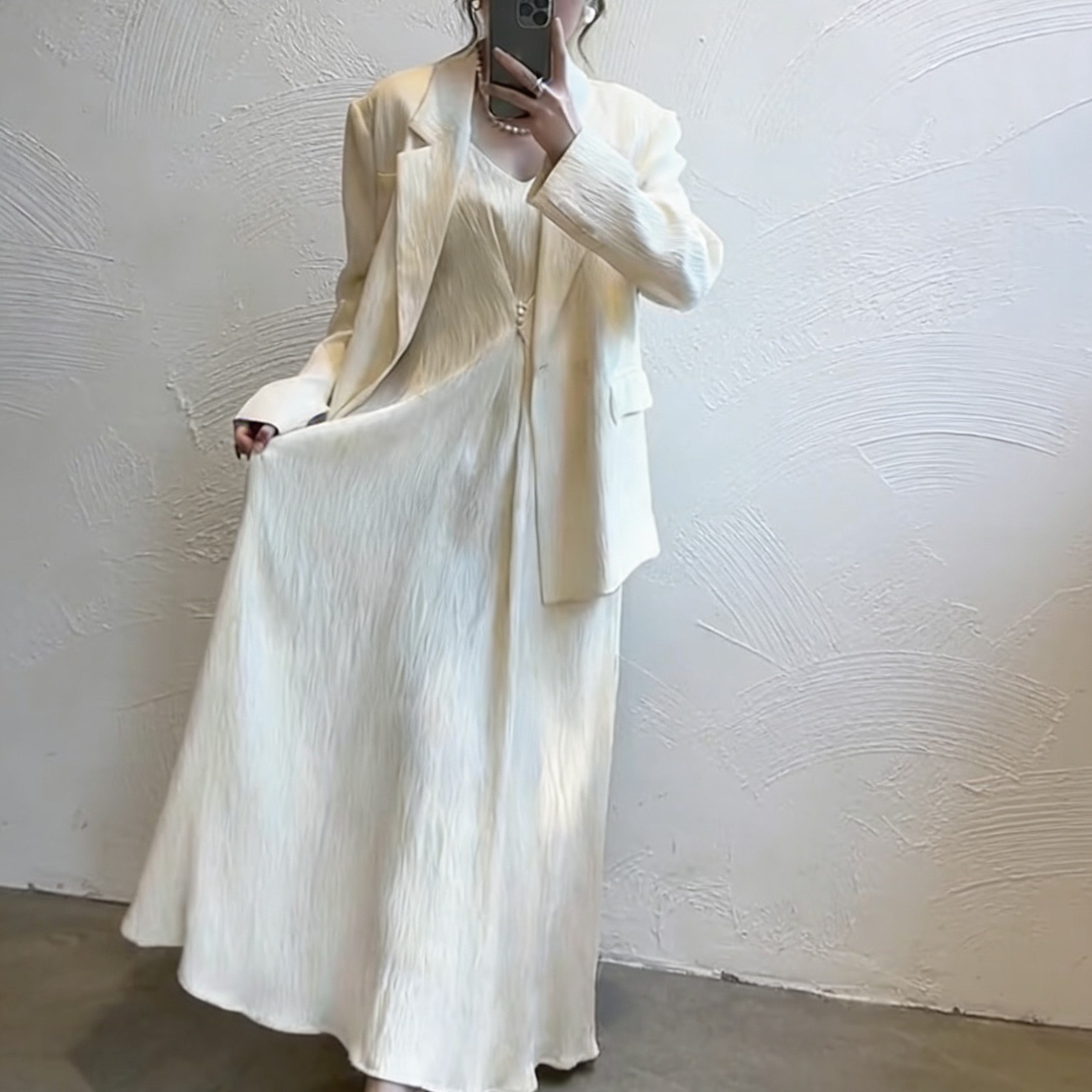 大码西装长袖两件套装胖mm吊带裙春秋新款200斤雪纺西服背心长裙,淘宝优惠券,粉丝福利购,淘宝优惠卷